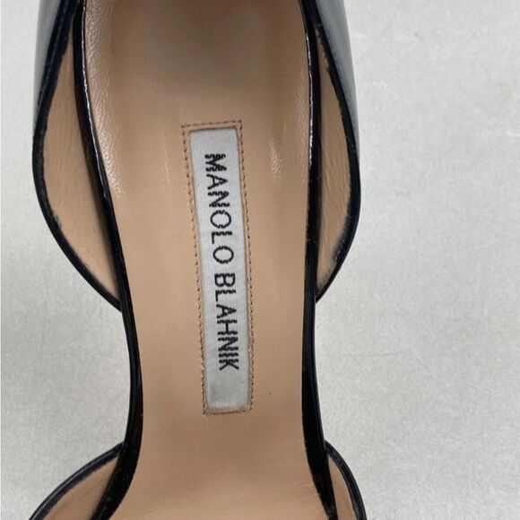 Manolo Blahnik Shiny Black Pointed Heels - Size 38 - Picture 4 of 11
